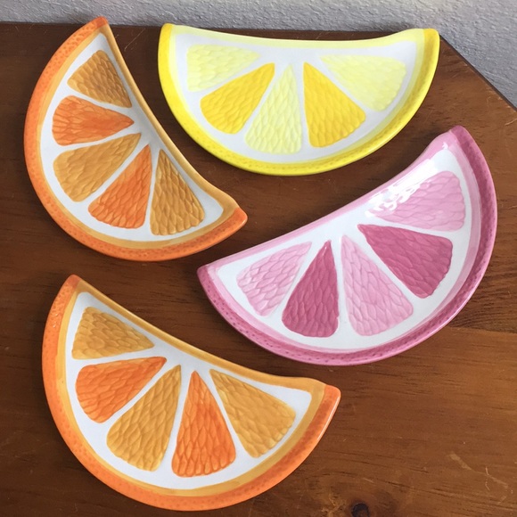 Other - FUN! NWOT Citrus Appetizer Plate 4 Pc Set Ceramic